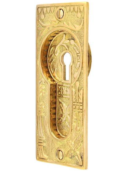 Broken Leaf Pocket-Door Pull with keyhole.